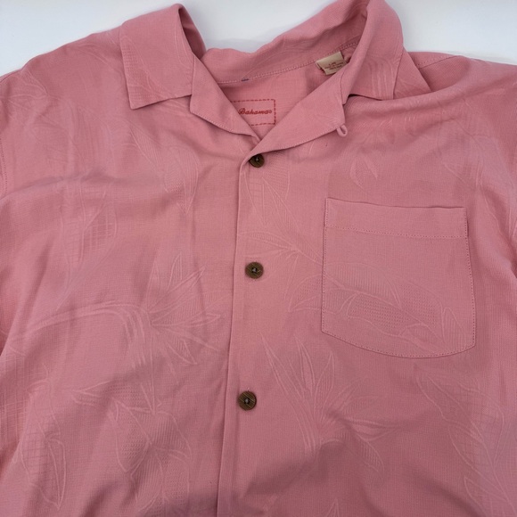 Tommy Bahama Pink Silk Camp Shirt Hawaiian Tropical Button Front Men’s L - Picture 3 of 6